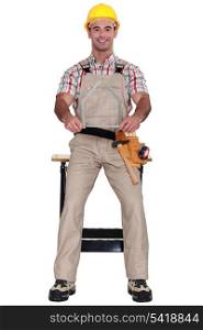 Woodworker with set-square