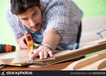 Woodworker working in his workshop