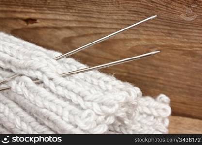 wool and needles for knitting