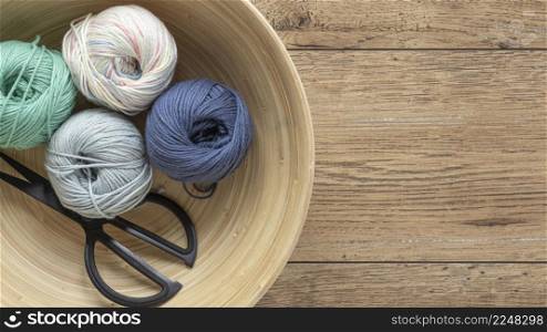 wool knitting needles basket