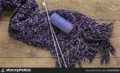 wool knitting needles scarf