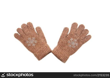 woolen gloves on a white background