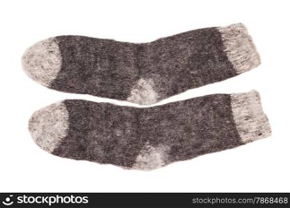 Woolen socks isolated on white background
