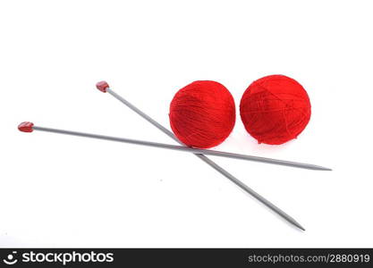 woollen threads and spokes lie on table knitting