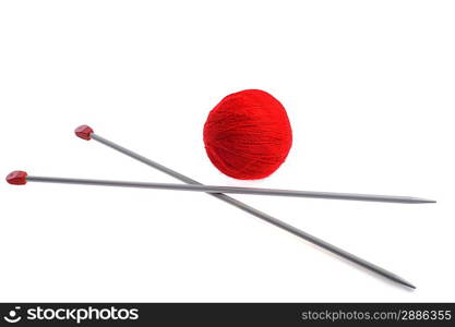 woollen threads and spokes lie on table knitting