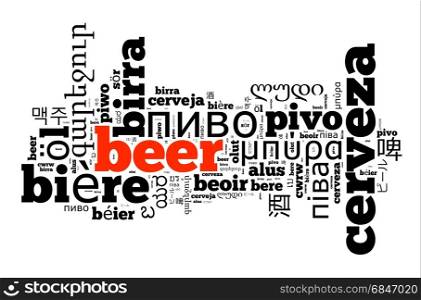 Word Beer in different languages word cloud concept. Word Beer in different languages