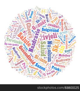 Word Cheers in different languages word cloud concept