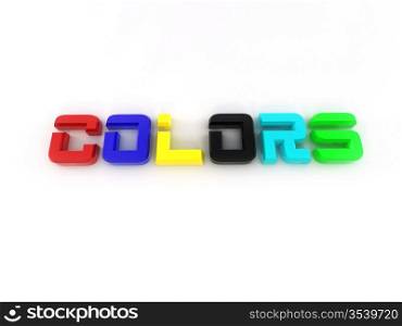 word colors from of the letters in different colors. 3d