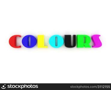 word colours from of the letters in different colors. 3d