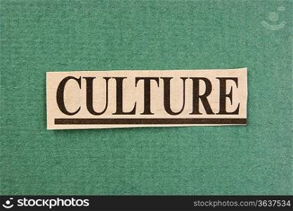 word culture cut from newspaper on green background