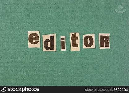 word editor cut from newspaper on green background