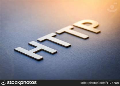 Word http written with white solid letters on a board. Word http written with white solid letters
