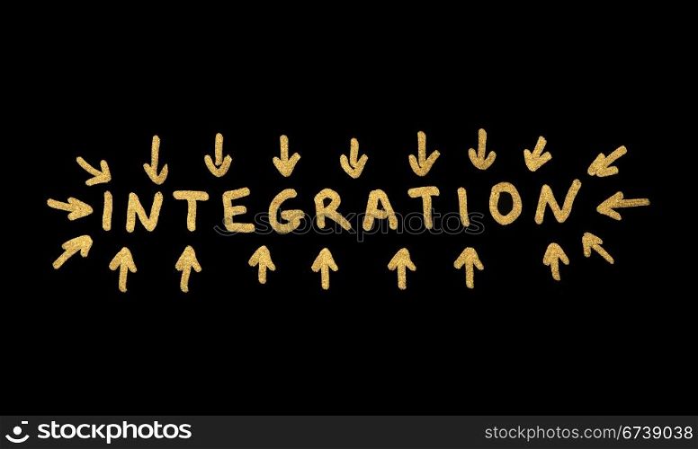 Word Integration and points over black background