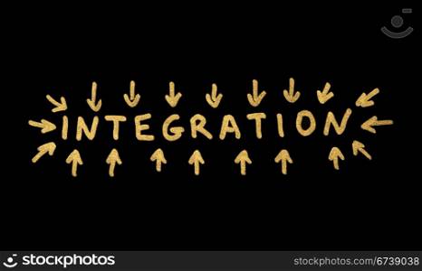 Word Integration and points over black background