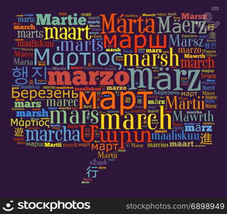 Word January in different languages word cloud concept