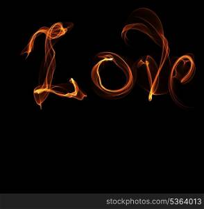 Word love fire illustration and place for text