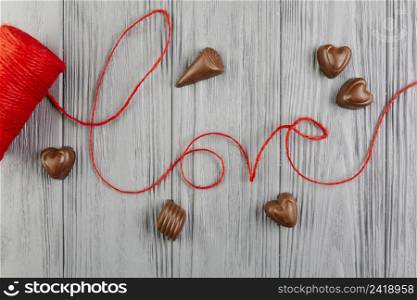 word love made red string chocolates