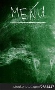 word menu on green chalk board