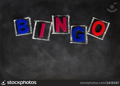 Word of BINGO made of color letters on a blackboard