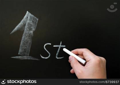 Word of First abbreviation written in chalk on a blackboard