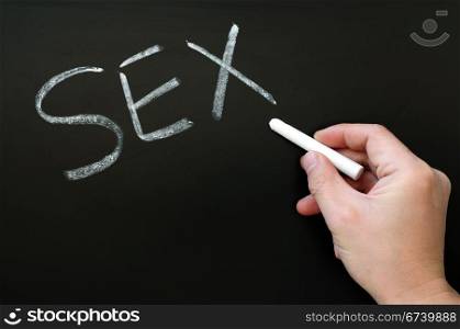 Word of Sex written in chalk on a blackboard