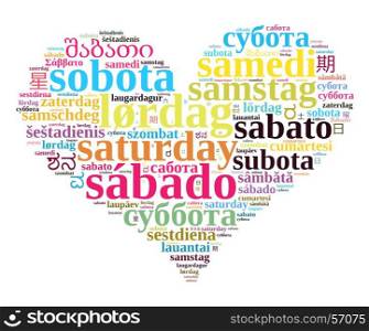 Word Saturday in different languages word cloud concept