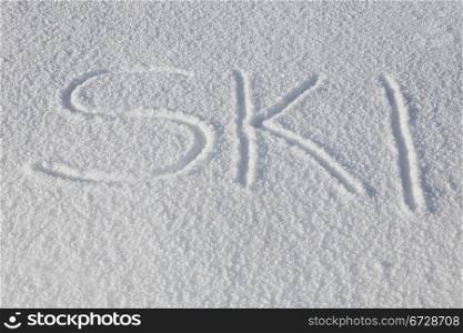 Word Ski Drawn In Fresh Snow