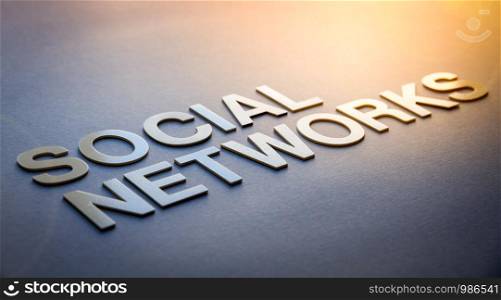 Word social networks written with white solid letters on a board. Word social networks written with white solid letters