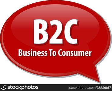 word speech bubble illustration of business acronym term B2C business to consumer. B2C acronym word speech bubble illustration