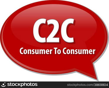 word speech bubble illustration of business acronym term C2C Consumer to Consumer. C2C acronym word speech bubble illustration