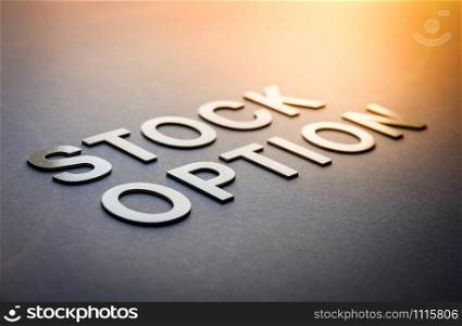 Word stock option written with white solid letters on a board. Word stock option written with white solid letters