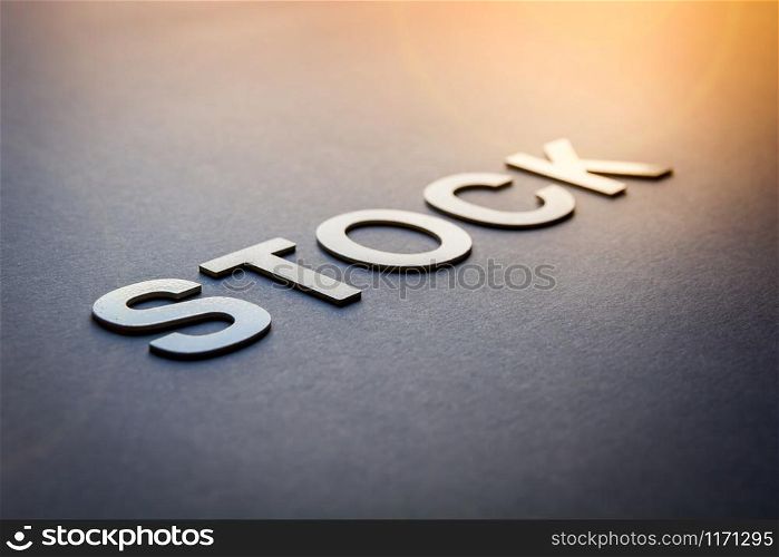 Word stock written with white solid letters on a board. Word stock written with white solid letters
