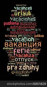 Word Vacation in different languages word cloud concept