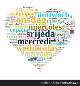 Word Wednesday in different languages word cloud concept