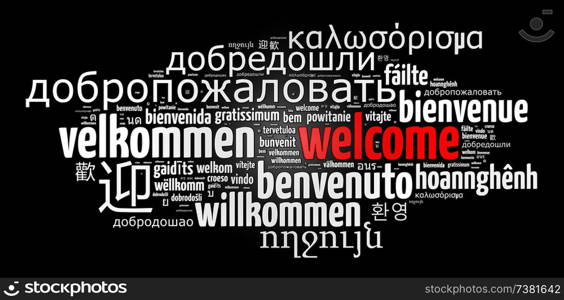 Word Welcome in different languages word cloud concept