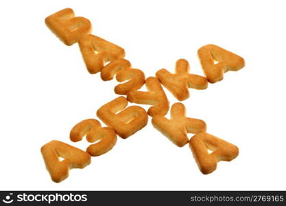 Words the Alphabet and the Bazooka - Russian anagrams are written by cookies on a white background