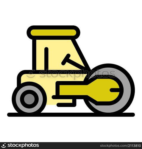 Work road roller icon. Outline work road roller vector icon color flat isolated. Work road roller icon color outline vector
