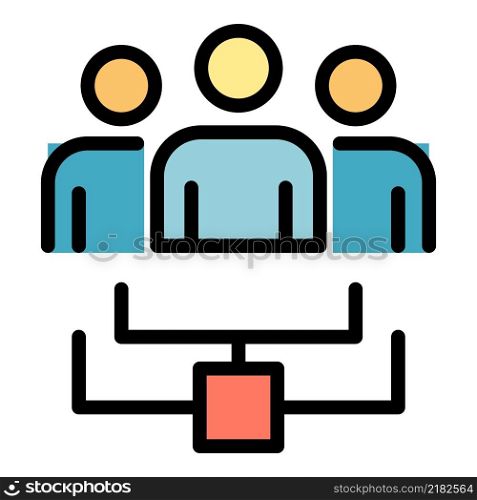 Work with the administrator icon. Outline work with the administrator vector icon color flat isolated. Work with the administrator icon color outline vector
