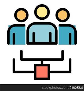 Work with the administrator icon. Outline work with the administrator vector icon color flat isolated. Work with the administrator icon color outline vector
