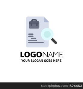 Worker, Document, Search, Jobs Business Logo Template. Flat Color