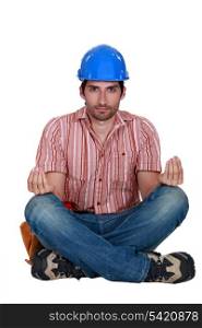 Worker in the lotus position.