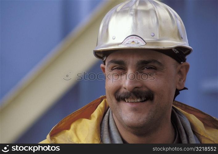 Worker Laughing