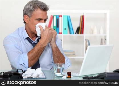 Worker suffering from a cold