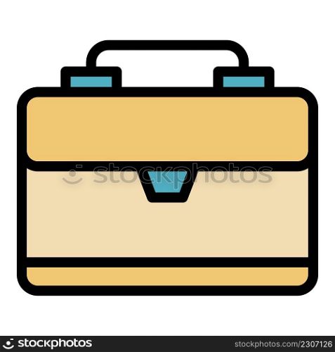 Worker suitcase icon. Outline worker suitcase vector icon color flat isolated. Worker suitcase icon color outline vector