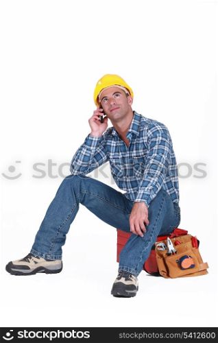 Worker taking a call