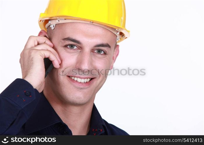 Worker with a cellphone