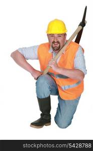 Worker with a sledgehammer