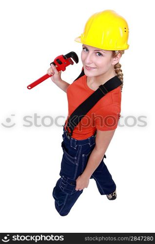 Worker with a wrench