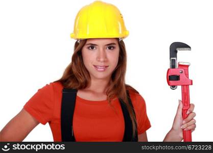 Worker with a wrench