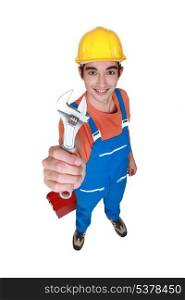 Worker with adjustable spanner